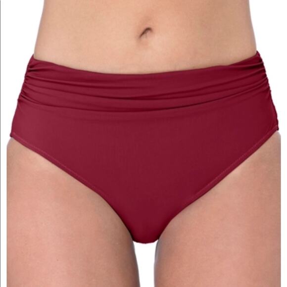 Profile by Gottex Women's Merlot Tutti Frutti Shirred Tankini Swim Bottoms sz 8 - Picture 1 of 4